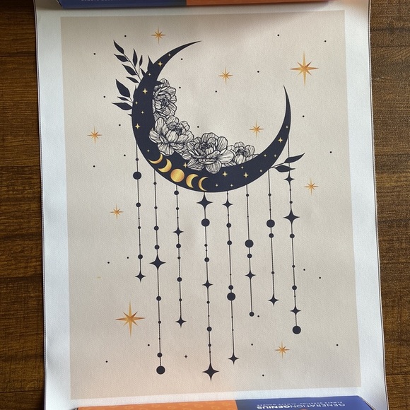 Moon phases with flowers canvas poster​ - Picture 2 of 8